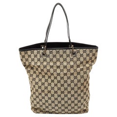Gucci Beige/Black GG Canvas And Leather Eclipse Tote