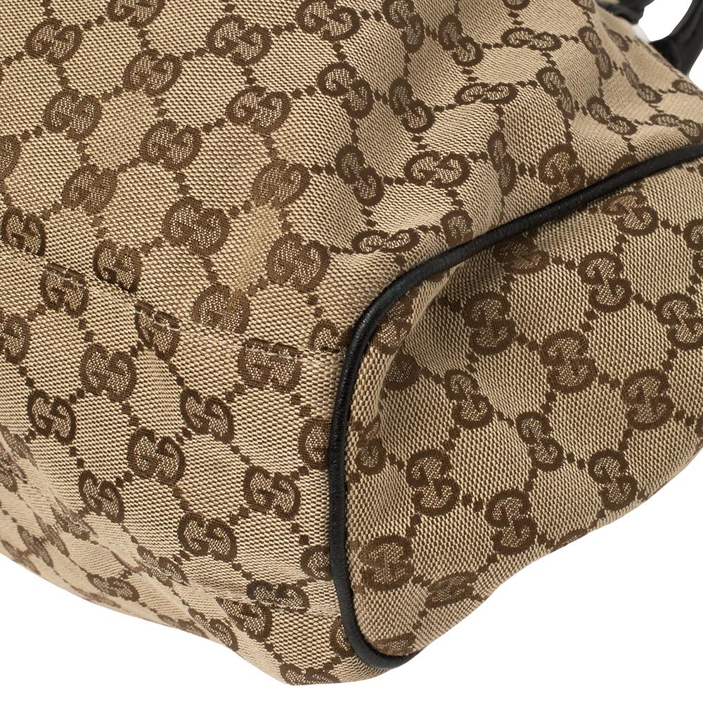 Brown Gucci Beige/Black GG Canvas and Leather Medium Sukey Tote