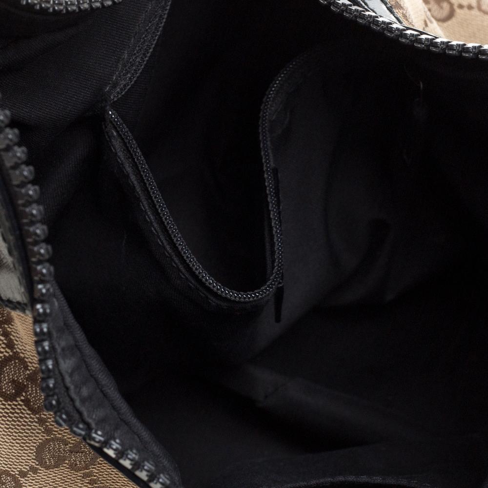 Gucci Beige/Schwarz GG Canvas und Lackleder Medium Full Moon Hobo 5