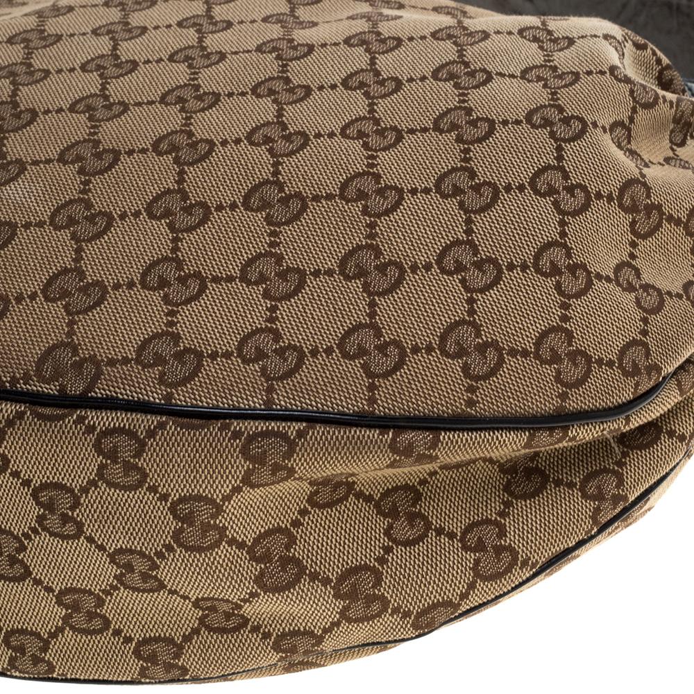 Gucci Beige/Schwarz GG Canvas und Lackleder Medium Full Moon Hobo 2