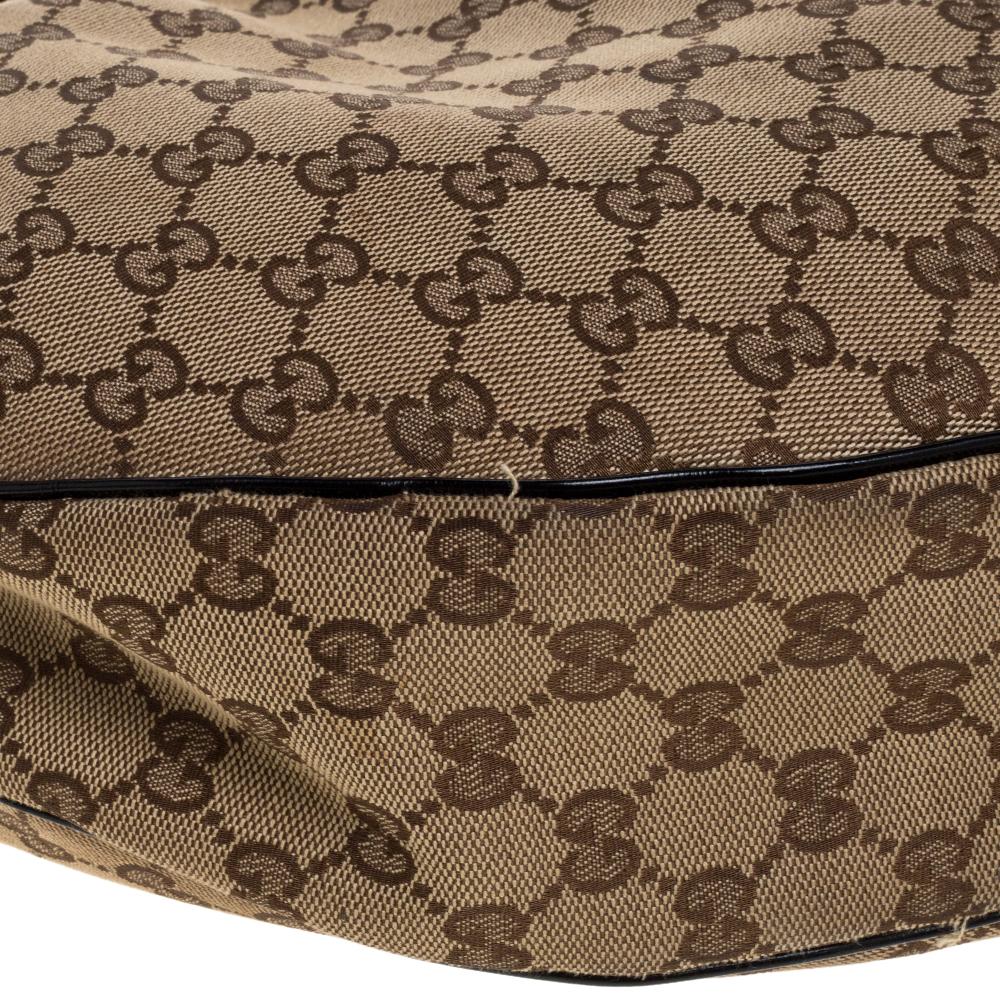 Gucci Beige/Schwarz GG Canvas und Lackleder Medium Full Moon Hobo 3