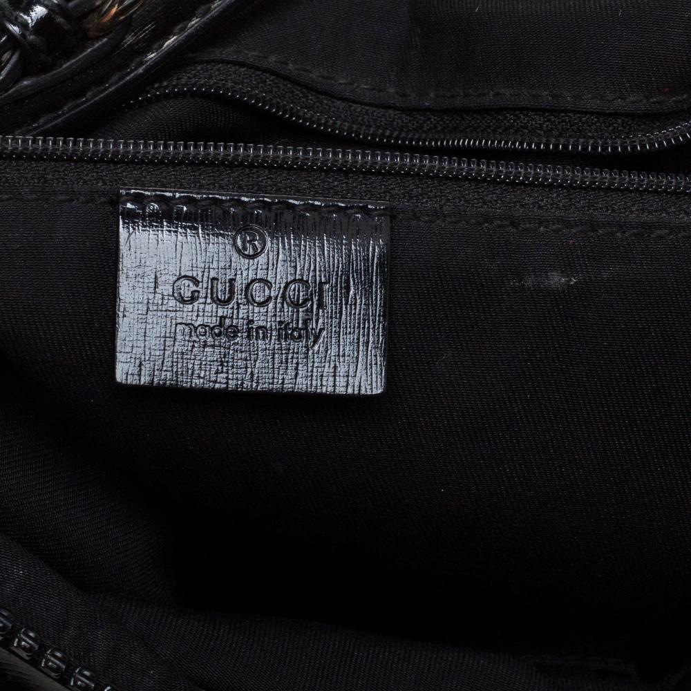 Gucci Beige/Schwarz GG Canvas und Lackleder Medium Full Moon Hobo 4