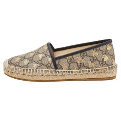 Gucci Beige/Black GG Supreme Canvas and Leather Bee Espadrilles Size 36