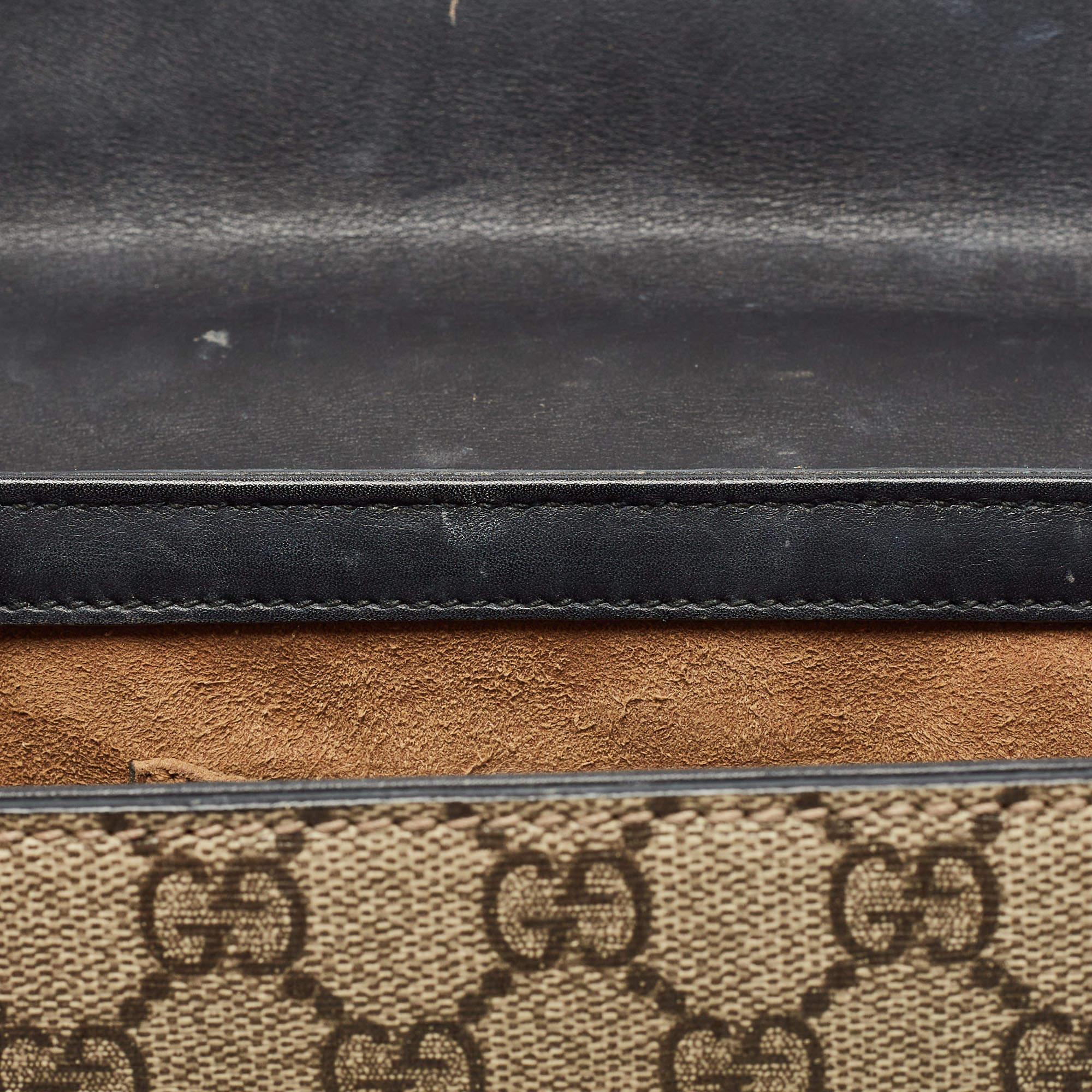 Gucci Beige/Black GG Supreme Canvas and Leather Small Padlock Shoulder Bag 8
