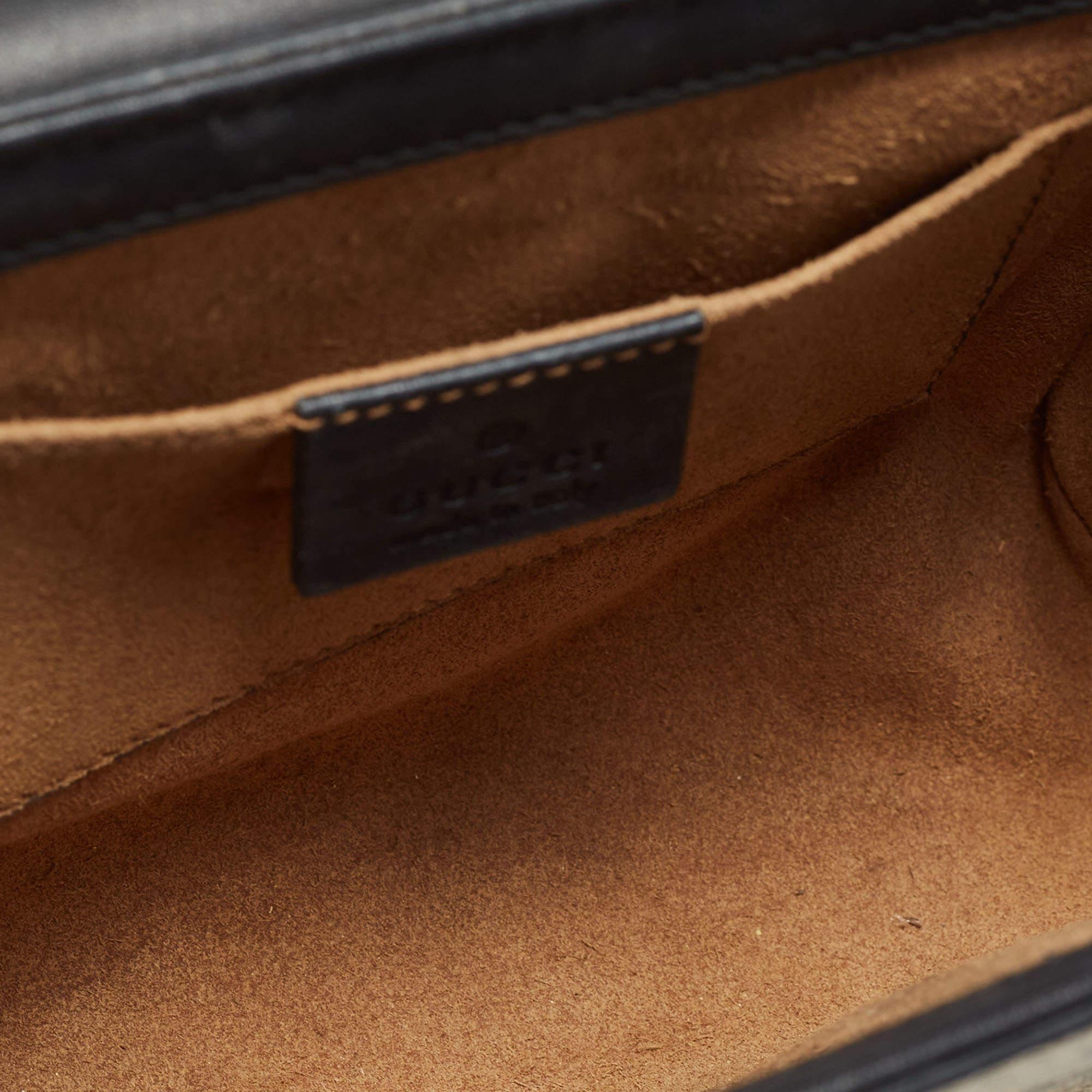 Gucci Beige/Black GG Supreme Canvas and Leather Small Padlock Shoulder Bag 12