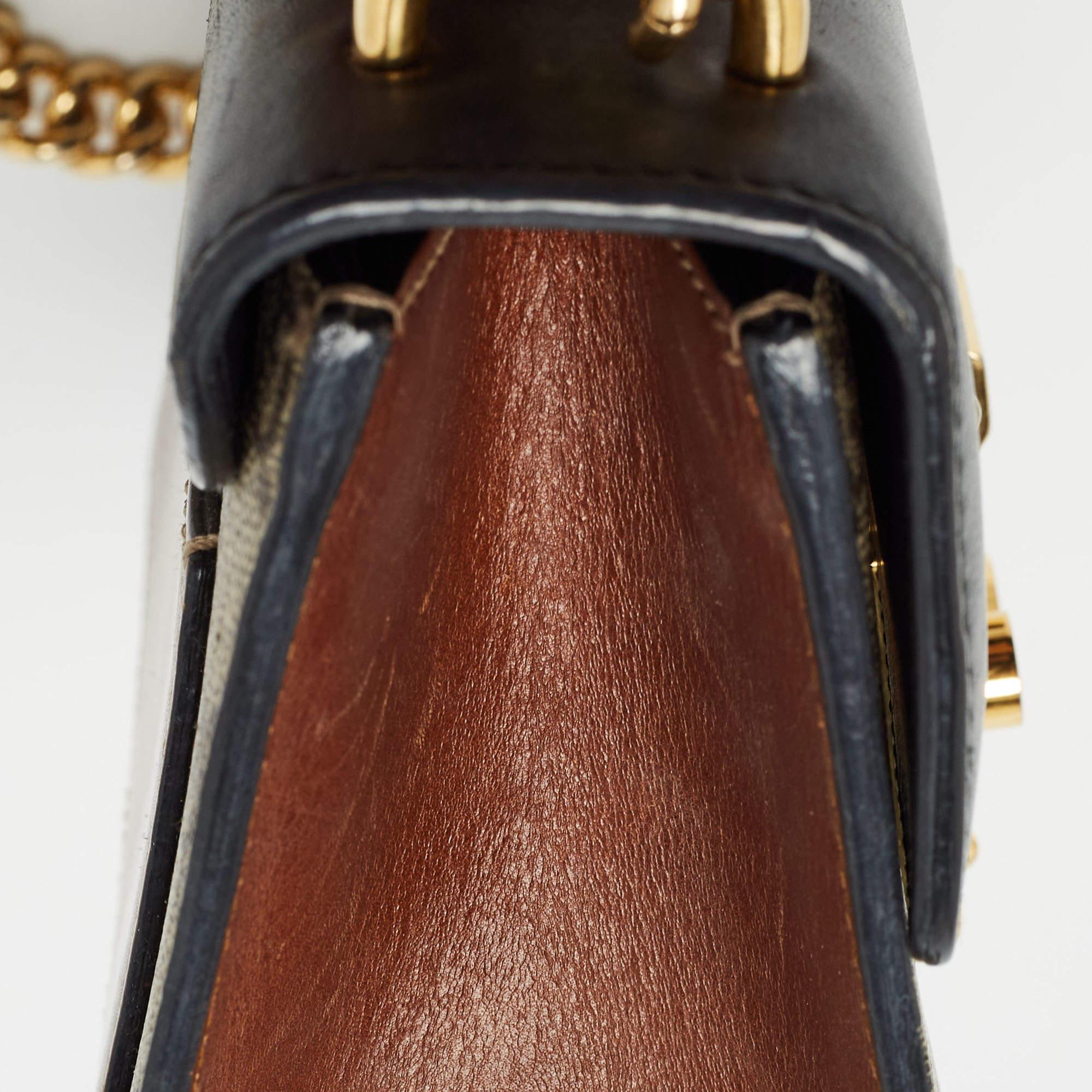 Gucci Beige/Black GG Supreme Canvas and Leather Small Padlock Shoulder Bag 13