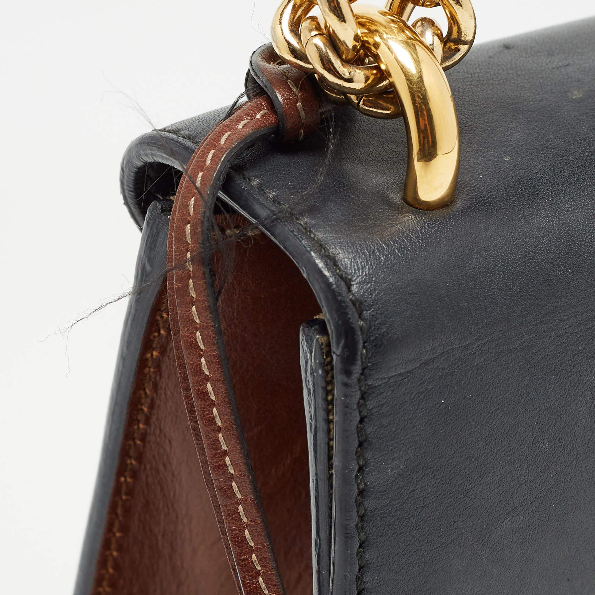 Gucci Beige/Noir Sac à bandoulière en toile et cuir GG Supreme avec petit cadenas 2