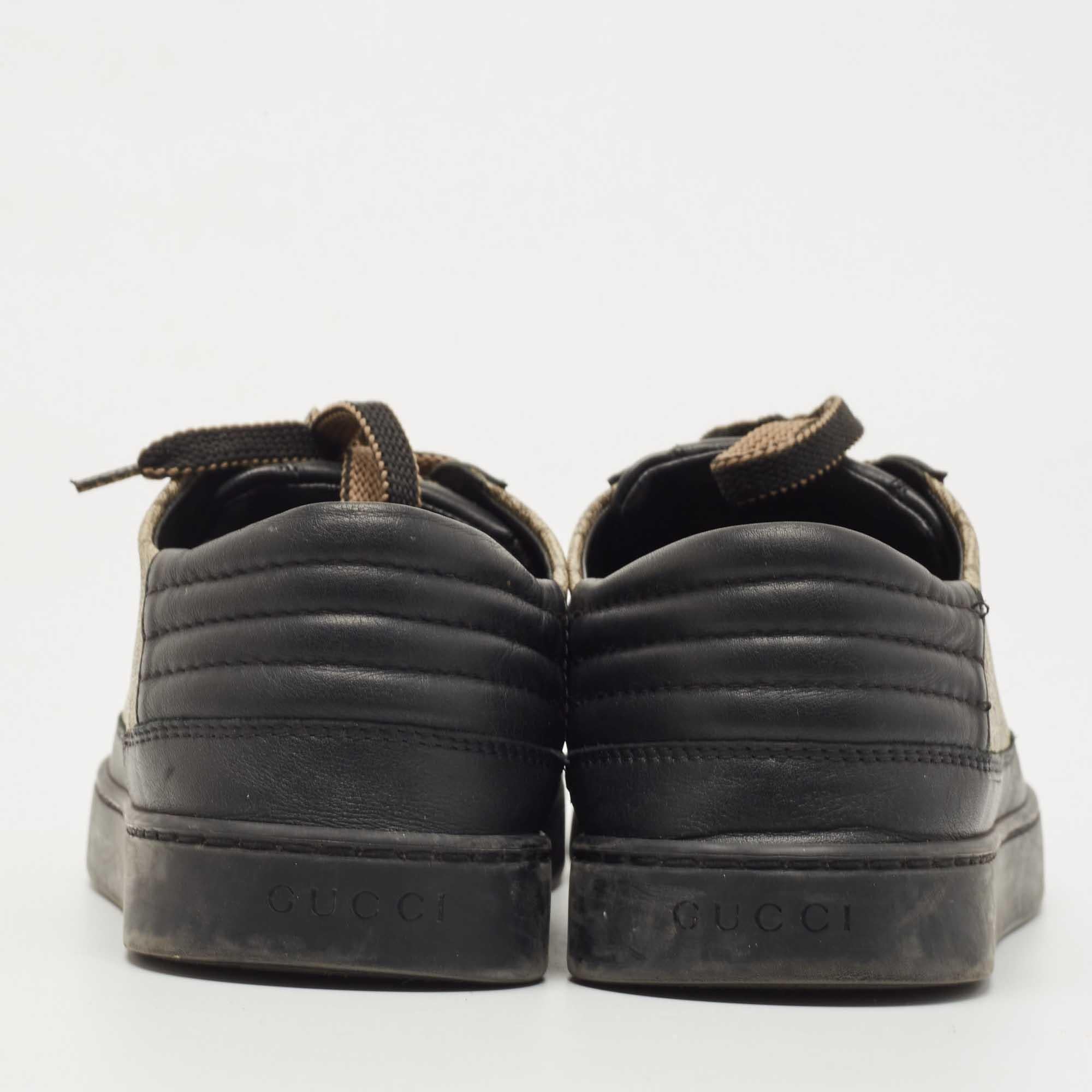 Gucci Beige/Black GG Supreme Canvas And Leather Sneakers Size 40 1