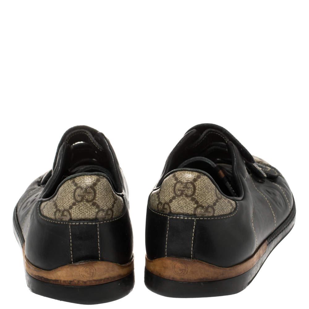 Gucci Beige/Noir GG Supreme Canvas and Leather Velcro Sneakers Size 40 1