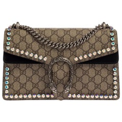 Gucci Beige/Black GG Supreme Canvas Small Dionysus Shoulder Bag