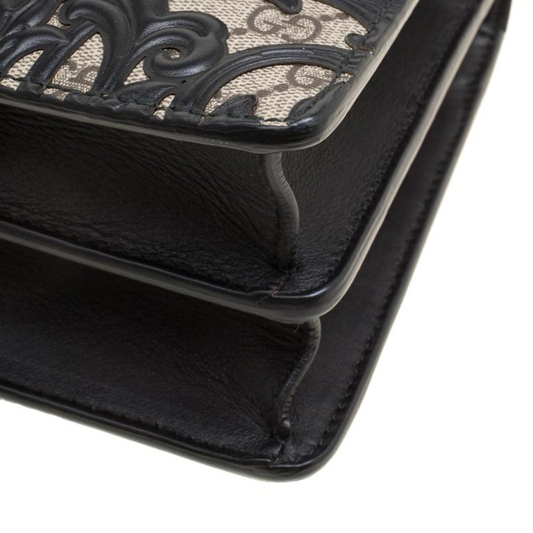 Gucci Beige/Black GG Supreme Leather Small Dionysus Arabesque Shoulder Bag For Sale at 1stdibs