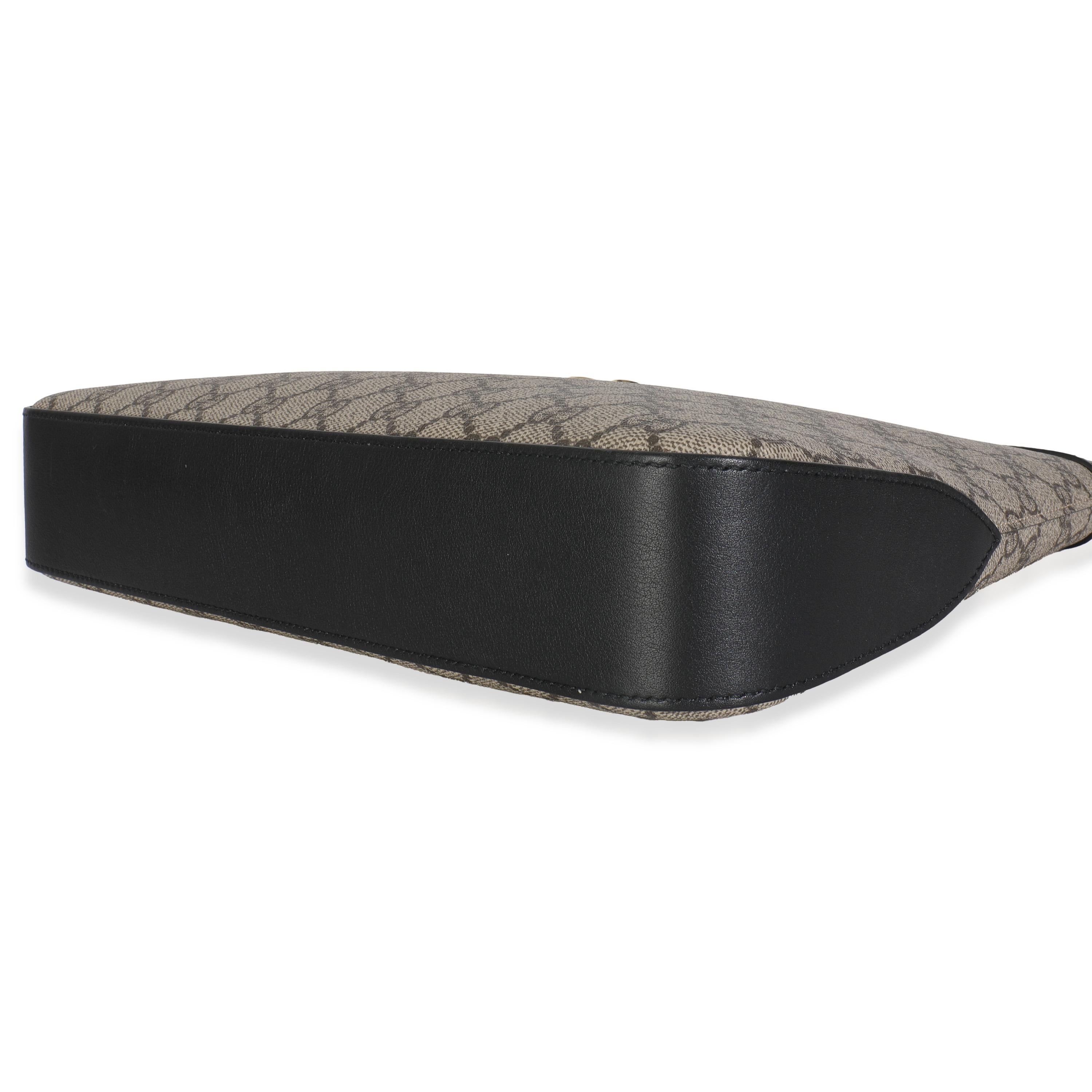 Gucci Beige Black GG Supreme Monogram Canvas Medium Padlock Shoulder Bag en vente 2