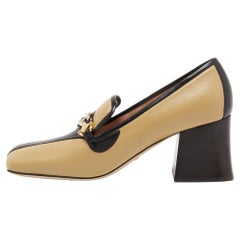 Gucci Beige/Black Leather Zumi Loafer Pumps Size 39