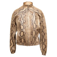 Gucci Beige & Black Python Skin Bomber Jacket