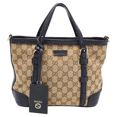Gucci Beige/Blue Canvas and Leather Classic Tote