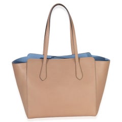Gucci Beige Blue Dollar Calfskin Swing Tote Bag
