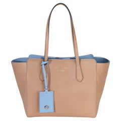 Gucci Beige Blue Dollar Calfskin Swing Tote Bag