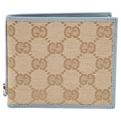 Gucci Beige/Blue GG Canvas and Leather Bifold Wallet