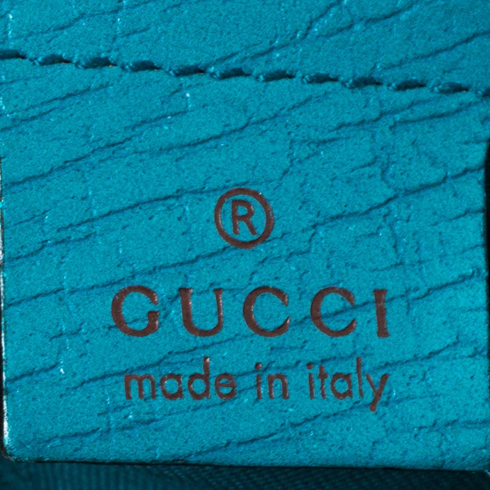 Gucci Beige/Blue GG Canvas and Leather Flap Horsebit Shoulder Bag 4