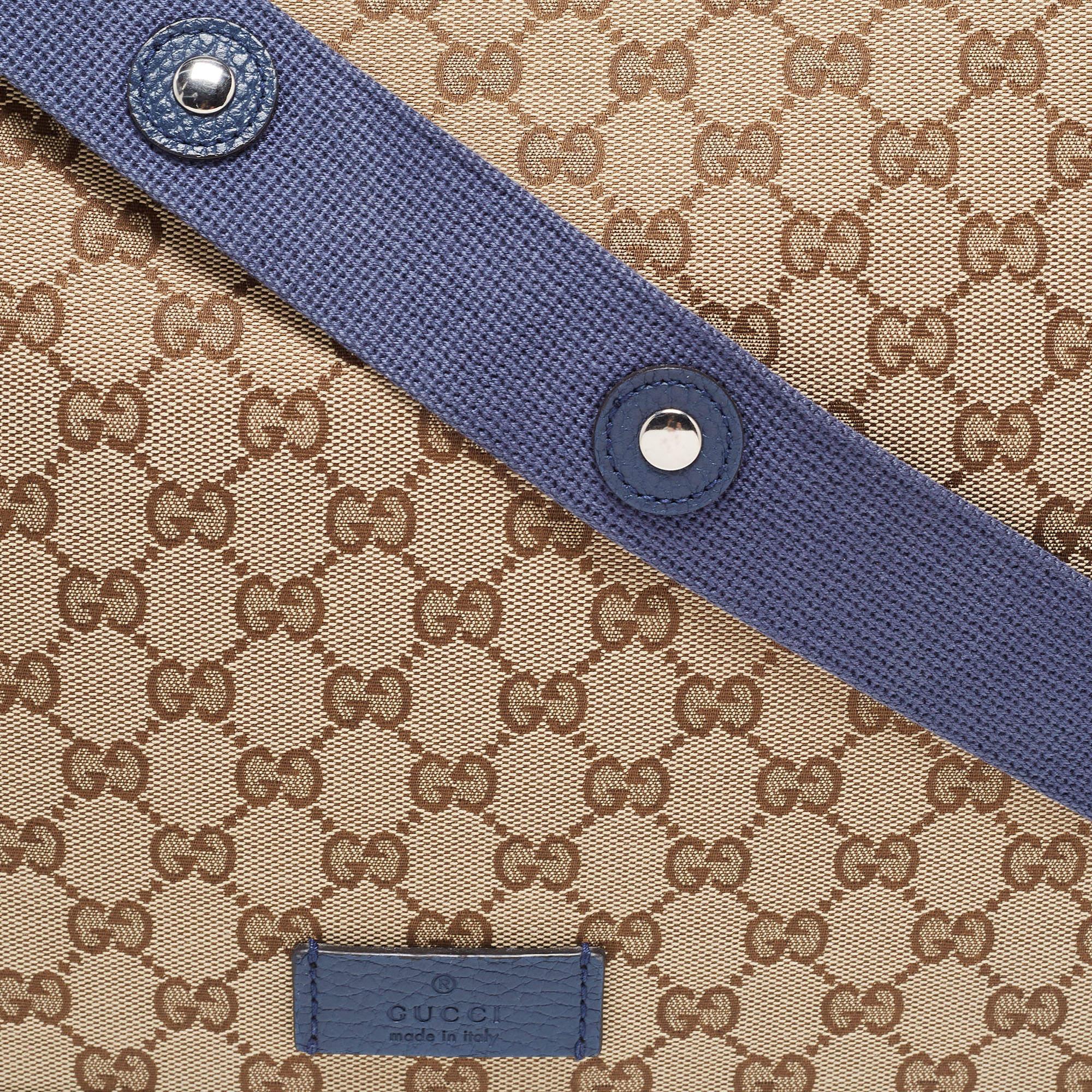 Gucci Beige/Blue GG Canvas and Leather Messenger Diaper Bag 2