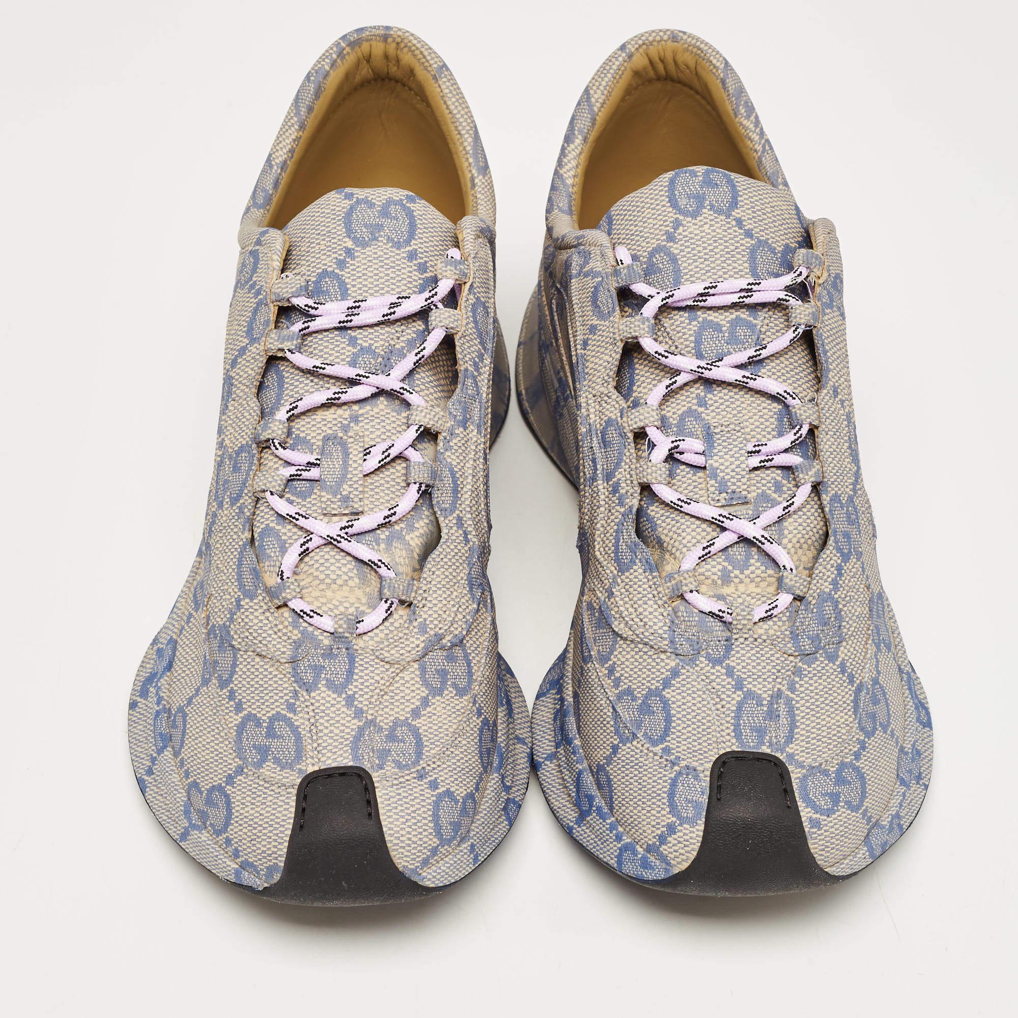 Covered in the signature GG, there's no mistaking this pair for anything other than Gucci. Luxe in appearance, the sneakers come in printed leather, secured with lace-ups, and supported by durable soles.

Includes: Original Dustbag, Original Box,