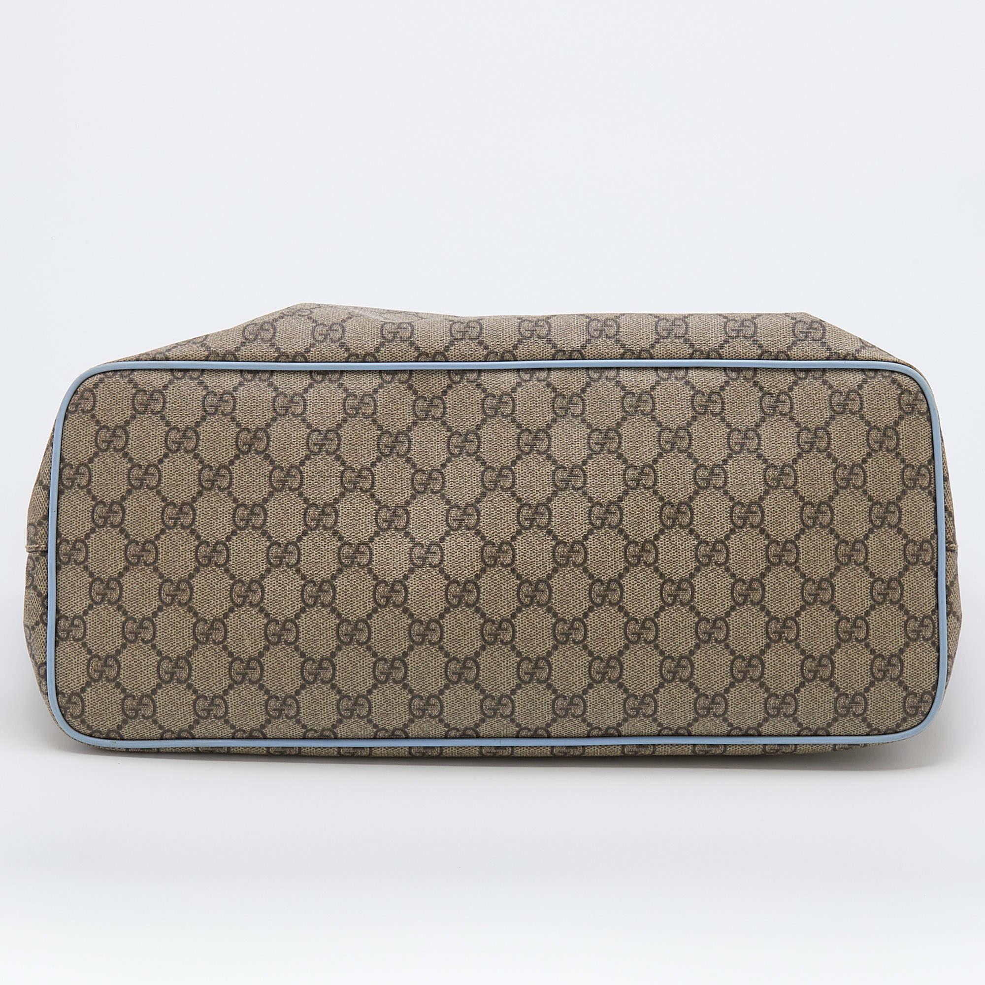 Gucci Beige/Blue GG Supreme Canvas and Leather Diaper Bag 1