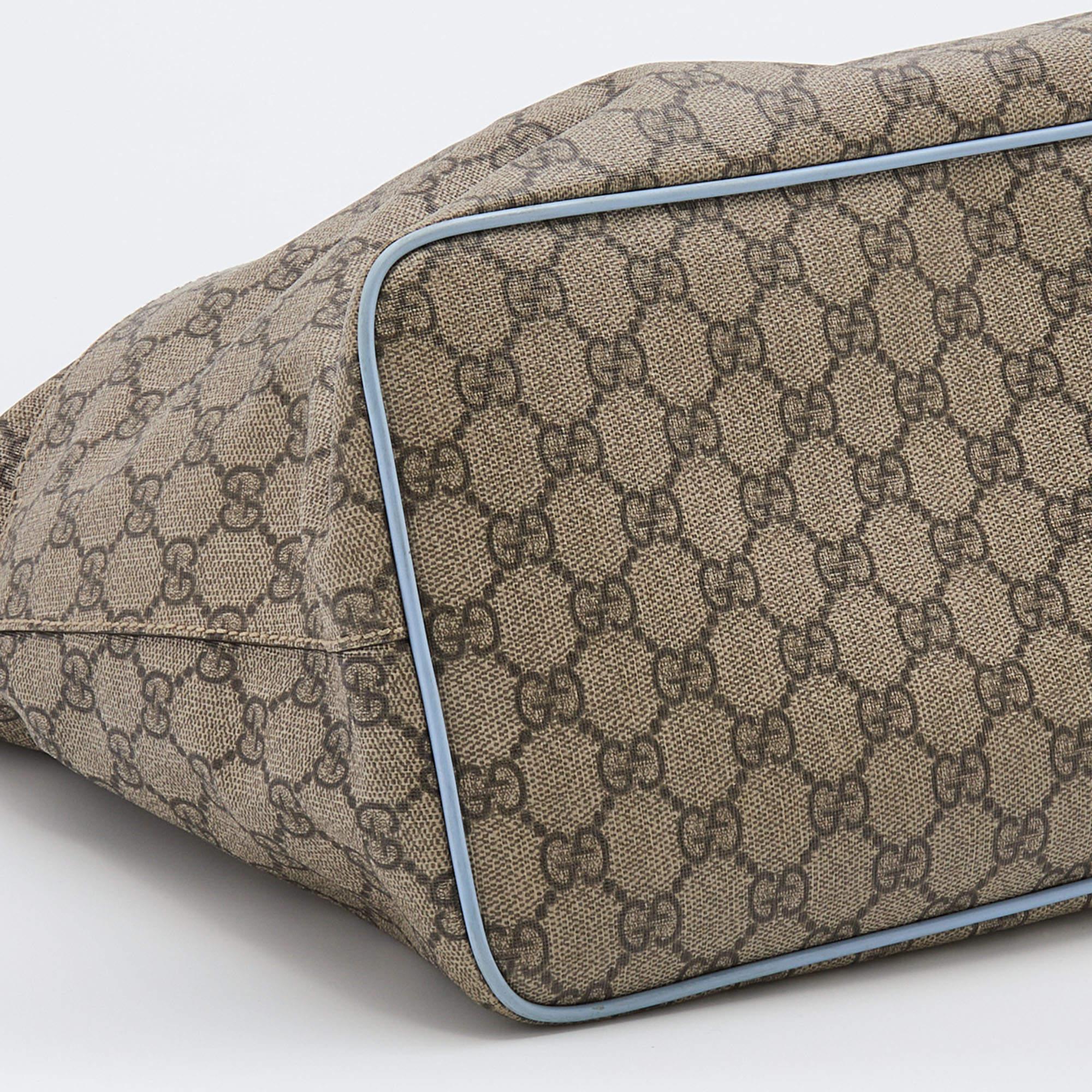 Gucci Beige/Blue GG Supreme Canvas and Leather Diaper Bag 2