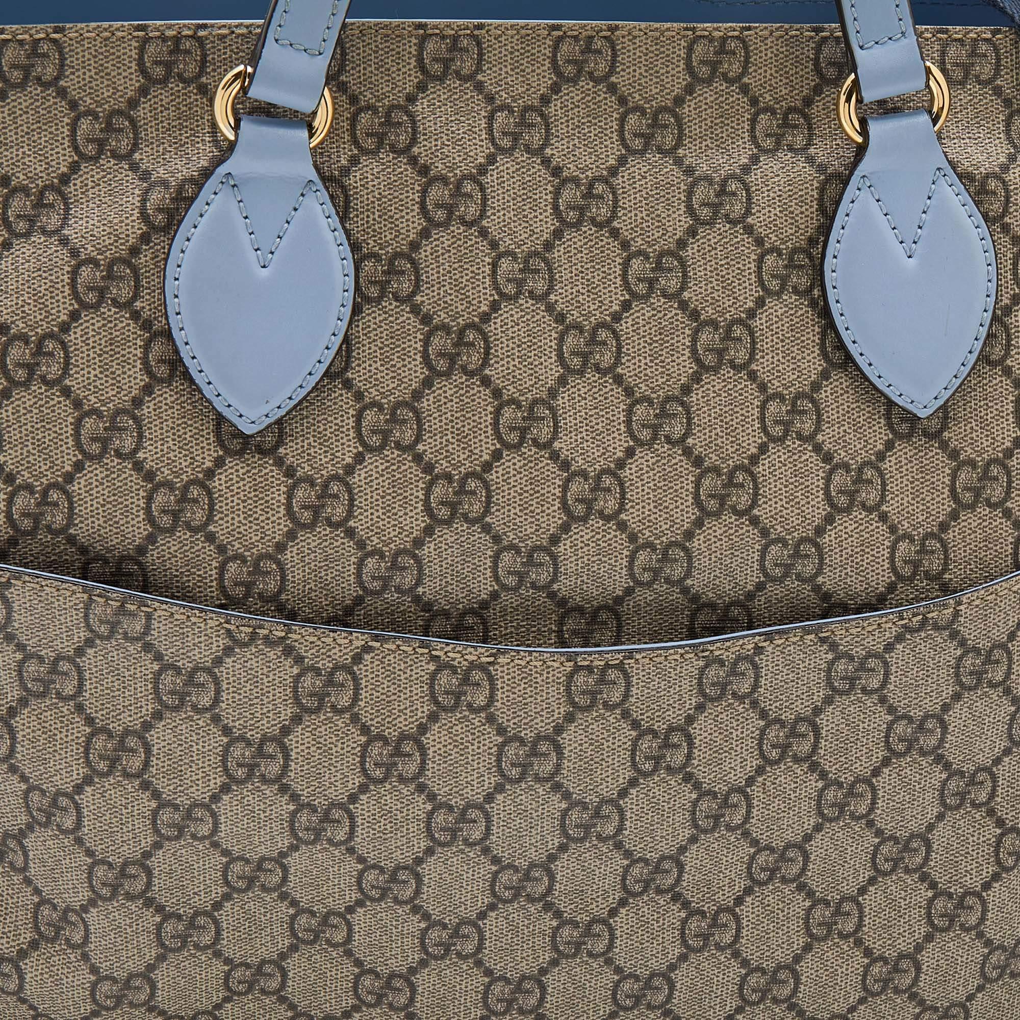 Gucci Beige/Blue GG Supreme Canvas and Leather Diaper Bag 4