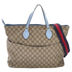 Gucci Beige/Blue GG Supreme Canvas and Leather Diaper Bag