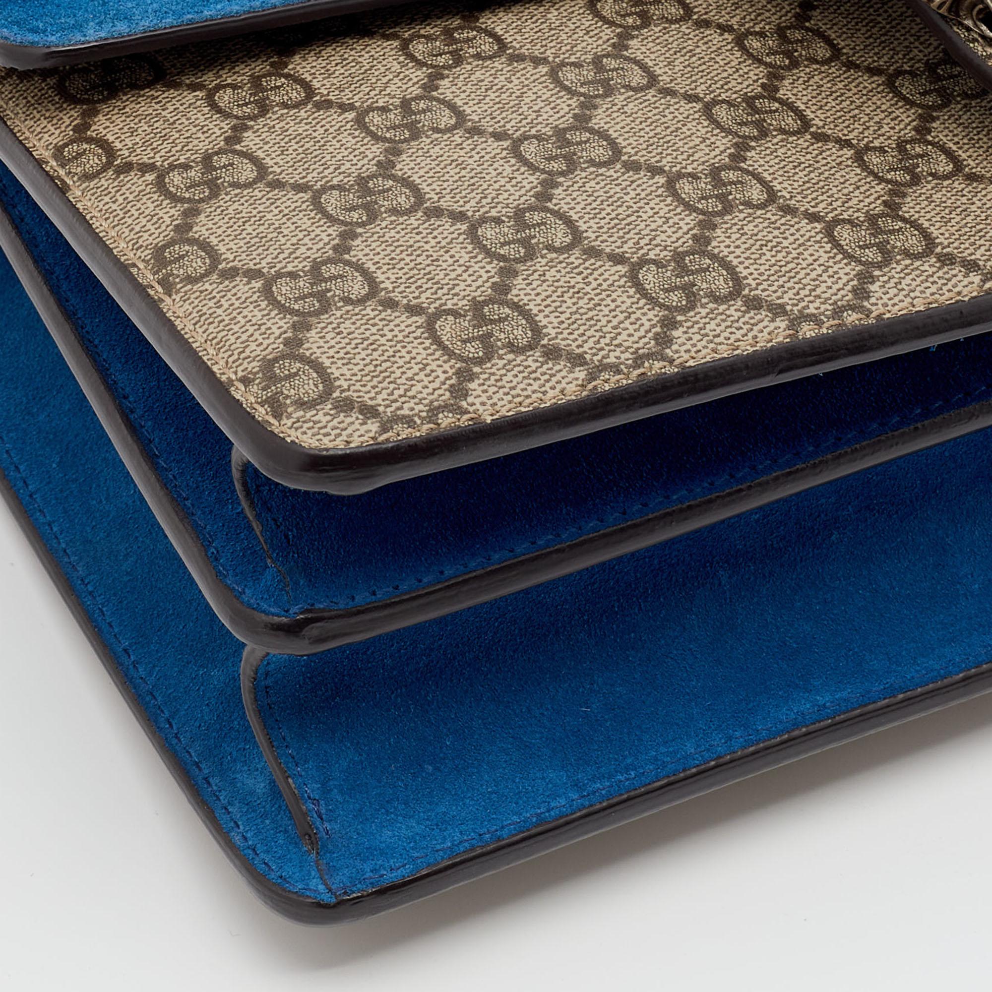 Gucci Beige/Blue GG Supreme Canvas And Suede Medium Dionysus Shoulder Bag 4