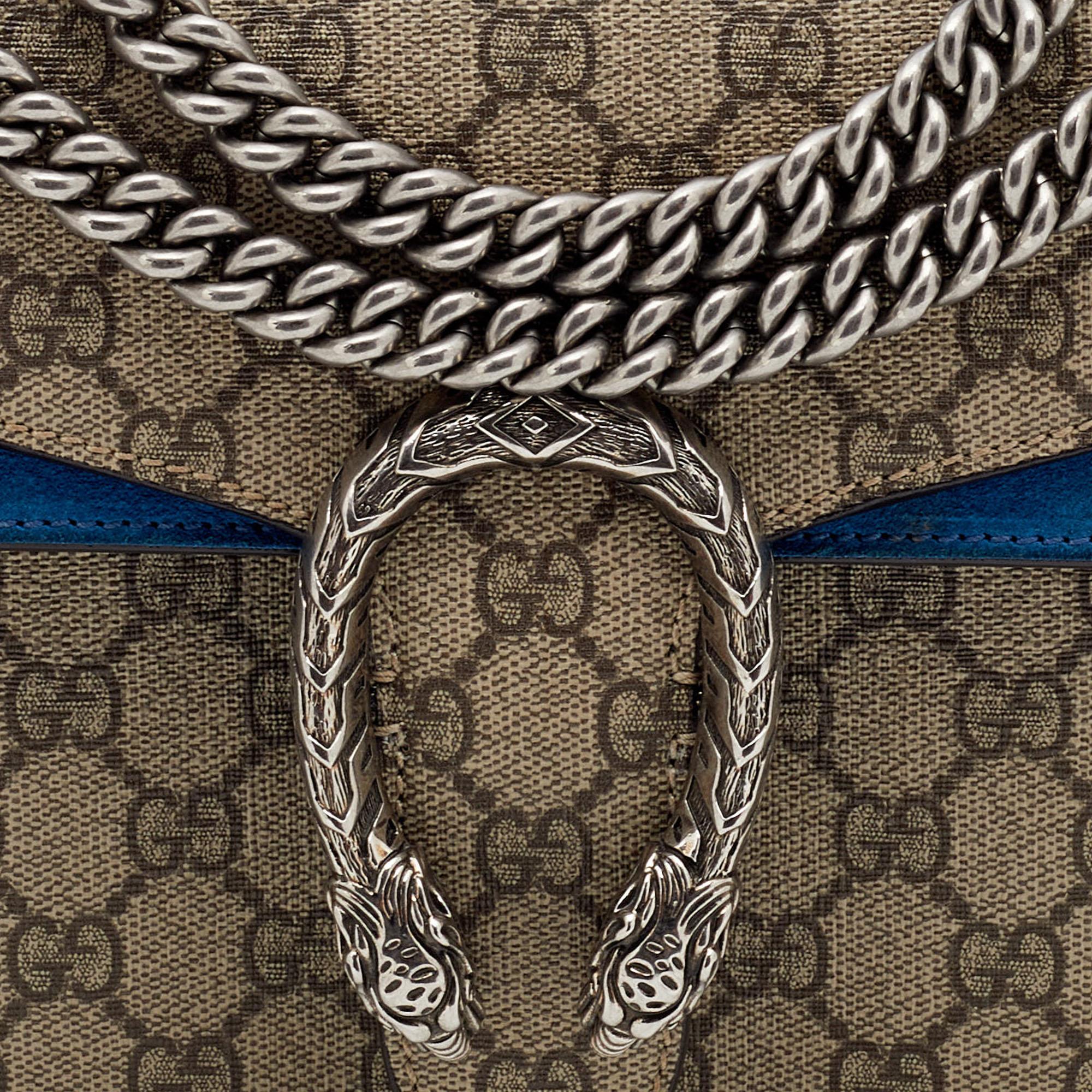 Gucci Beige/Blue GG Supreme Canvas And Suede Medium Dionysus Shoulder Bag 1