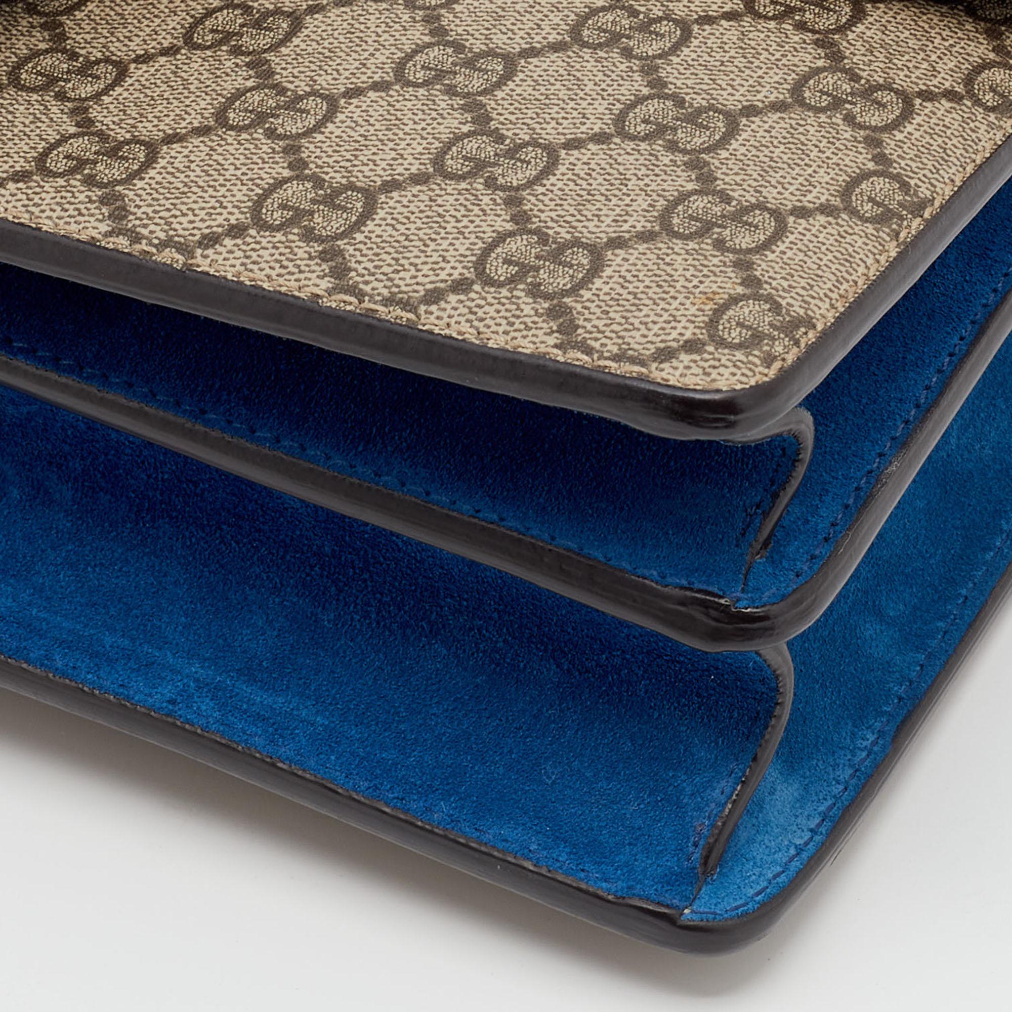 Gucci Beige/Blue GG Supreme Canvas And Suede Medium Dionysus Shoulder Bag 3