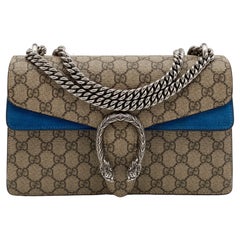 Gucci Beige/Blue GG Supreme Canvas And Suede Medium Dionysus Shoulder Bag