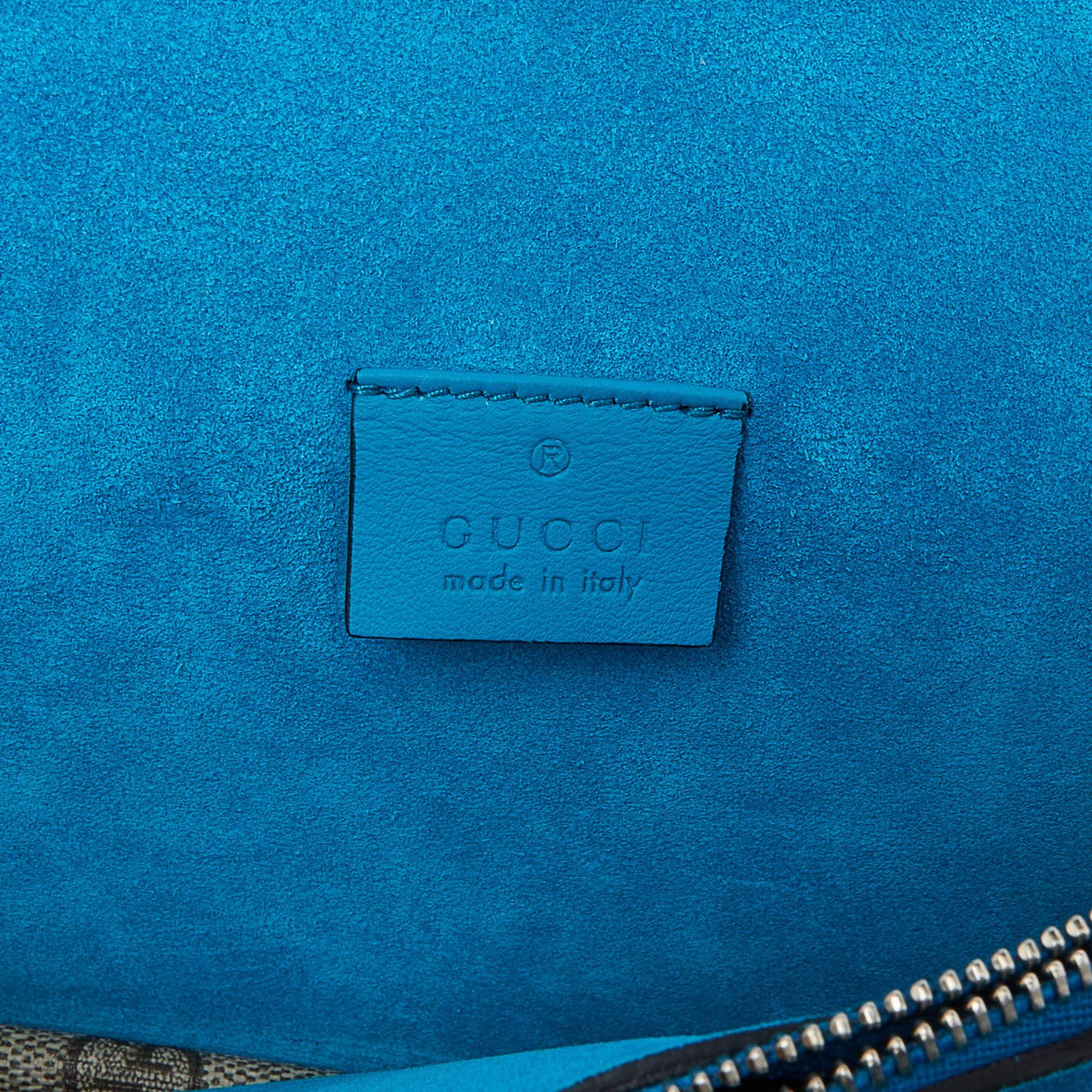Gucci Beige/Blue GG Supreme Canvas and Suede Small Dionysus Shoulder Bag For Sale 7