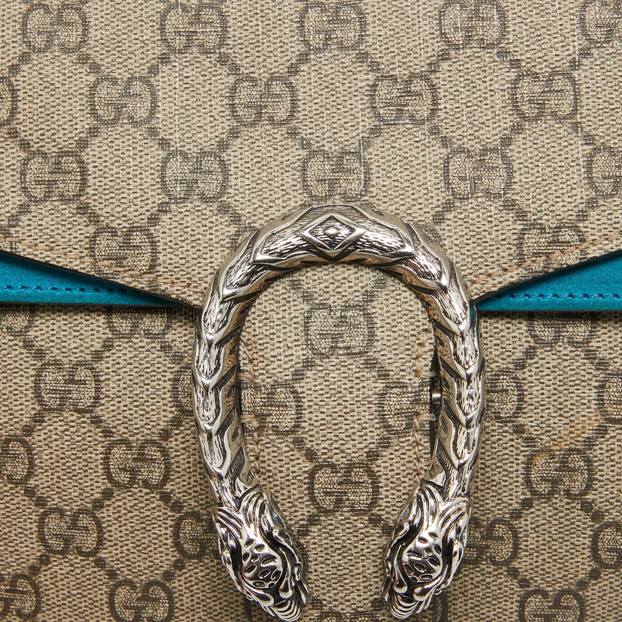 Gucci Beige/Blue GG Supreme Canvas and Suede Small Dionysus Shoulder Bag 9
