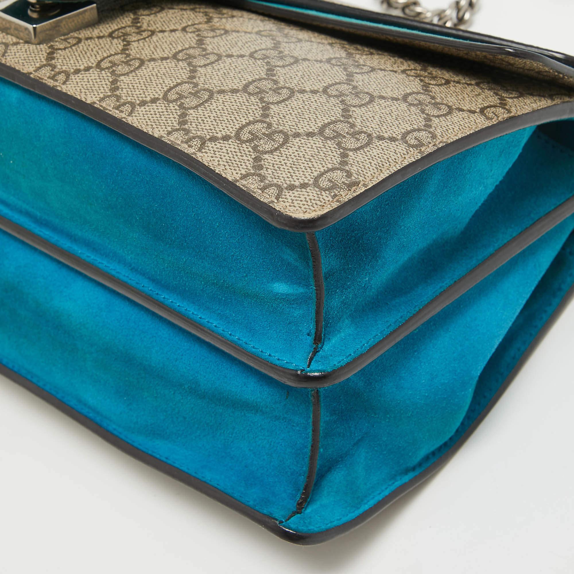 Gucci Beige/Blue GG Supreme Canvas and Suede Small Dionysus Shoulder Bag 4
