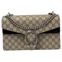 Used Gucci Beige/Blue GG Supreme Canvas and Suede Small Dionysus Shoulder Bag