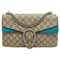 Gucci Beige/Blue GG Supreme Canvas and Suede Small Dionysus Shoulder Bag
