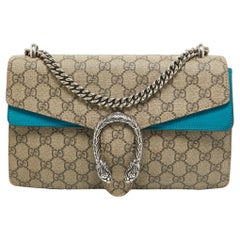 Gucci Beige/Blue GG Supreme Canvas and Suede Small Dionysus Shoulder Bag