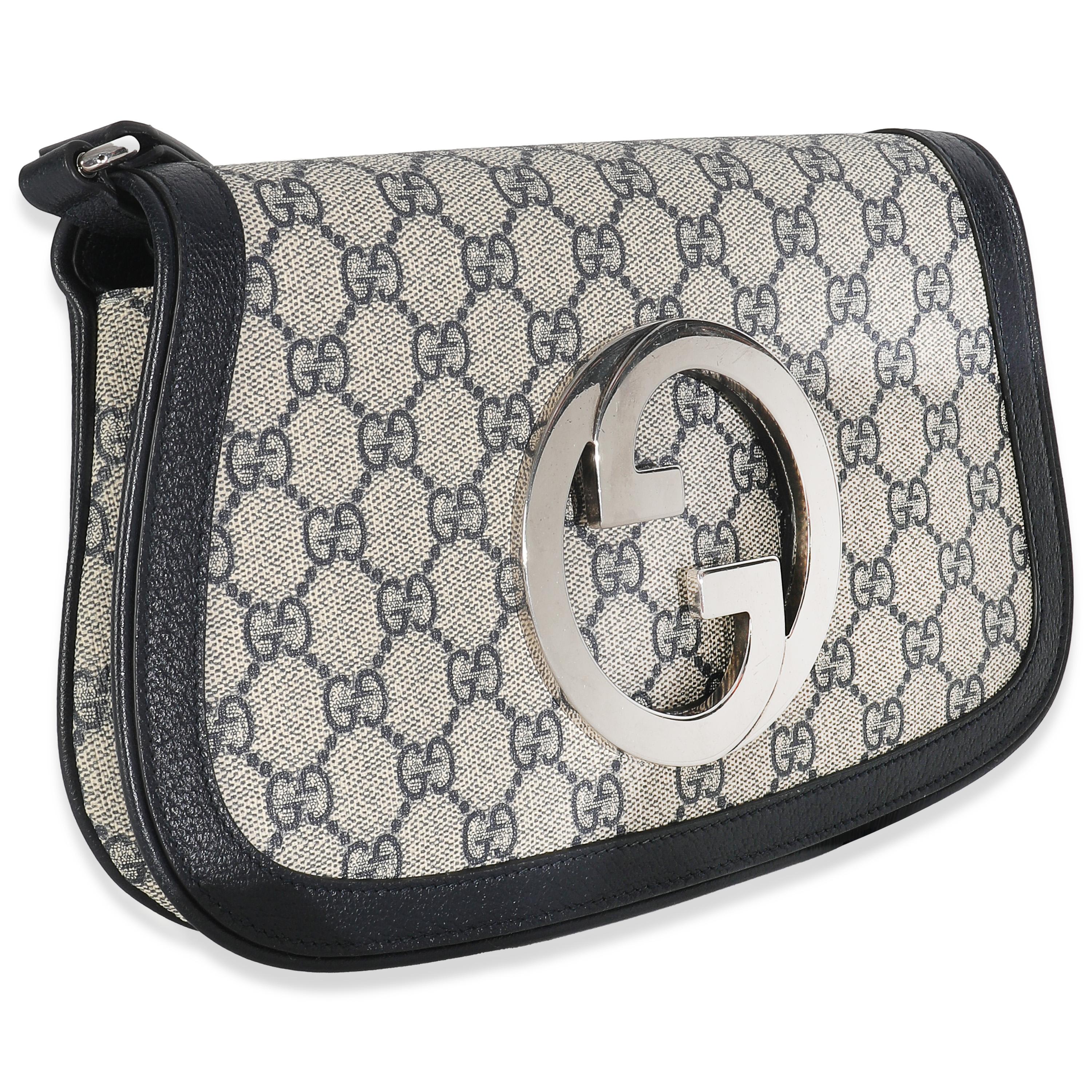 Gris Gucci Beige Blue GG Supreme Canvas Blondie Shoulder Bag en vente