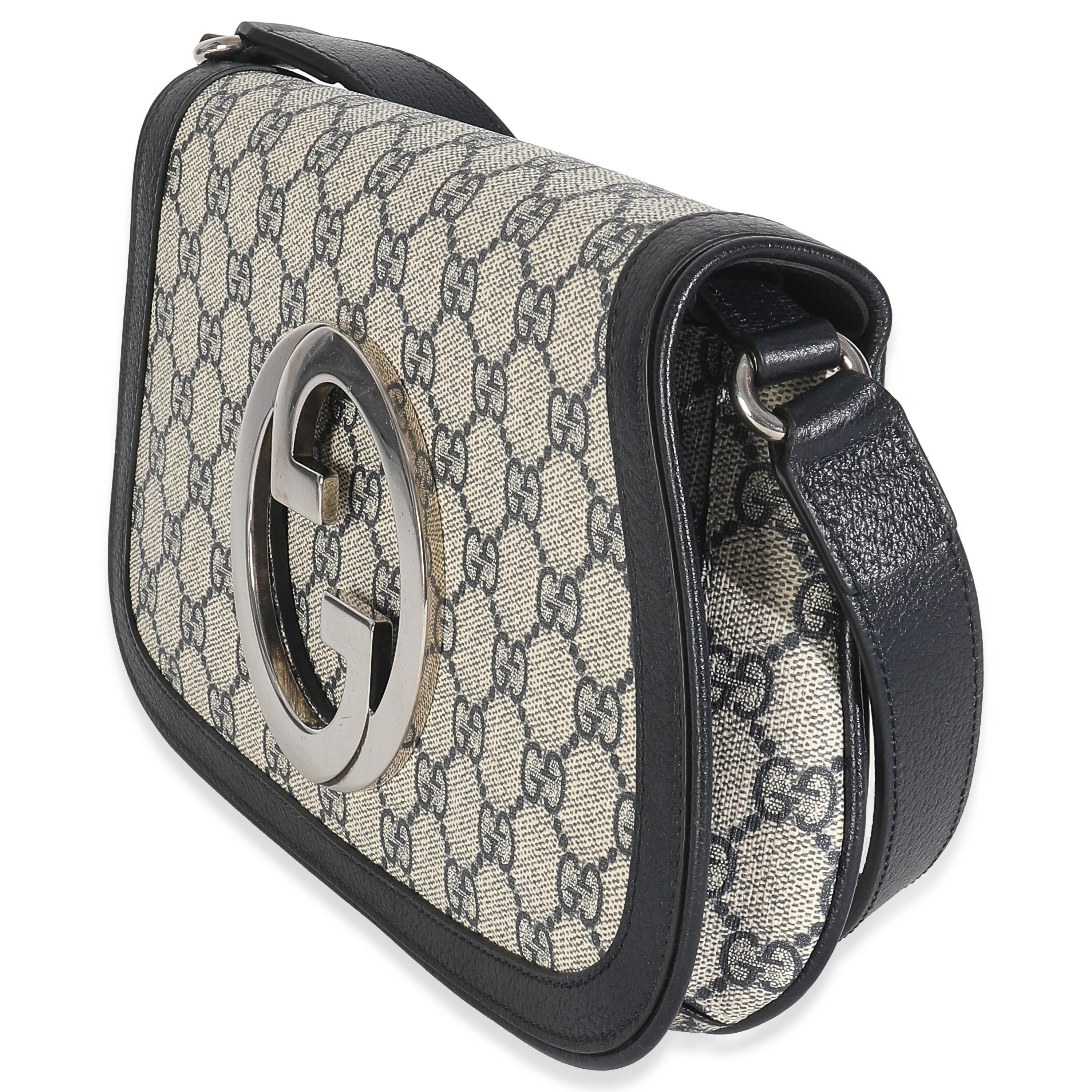 Gucci Beige Blue GG Supreme Canvas Blondie Shoulder Bag Excellent état - En vente à New York, NY