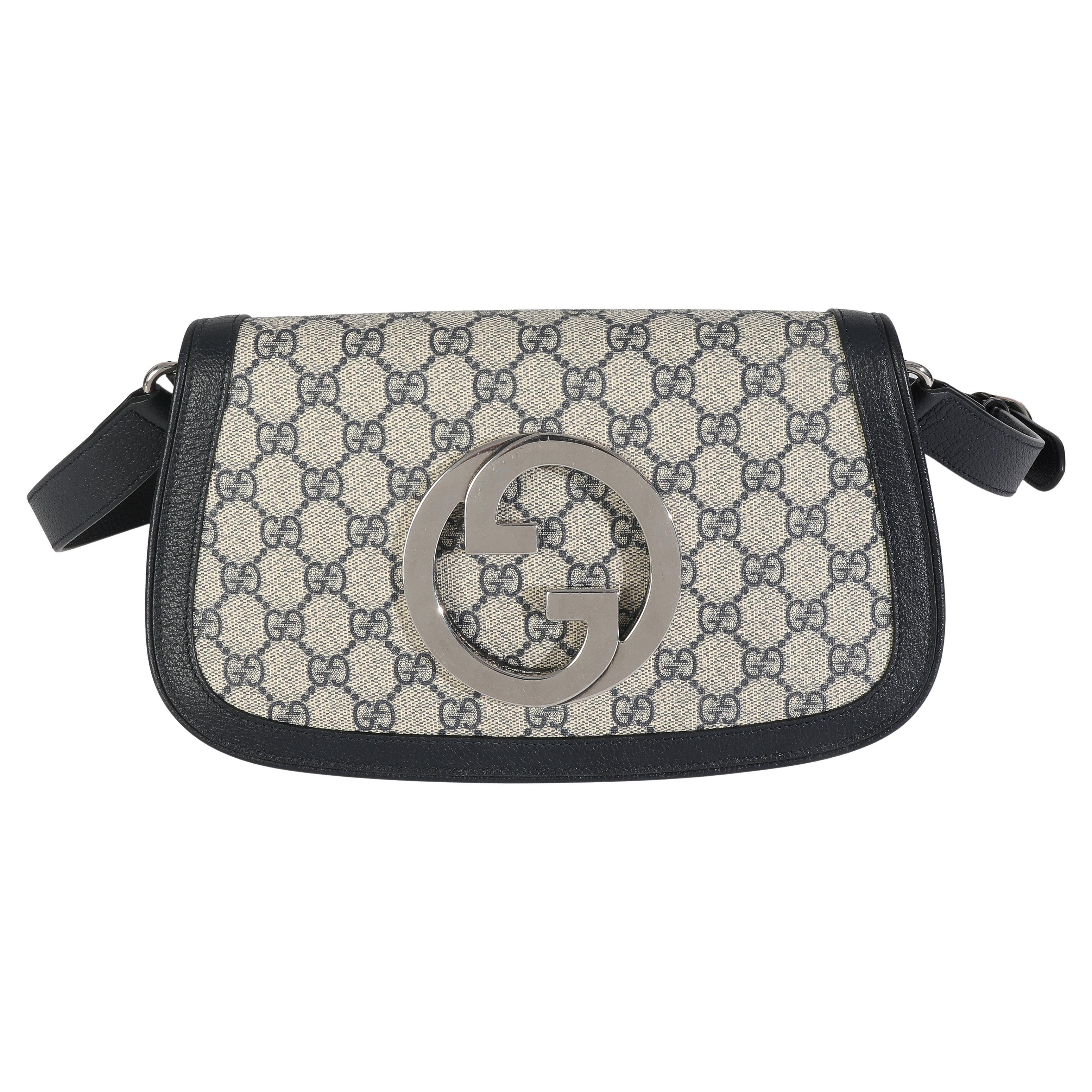 Gucci Beige Blue GG Supreme Canvas Blondie Shoulder Bag