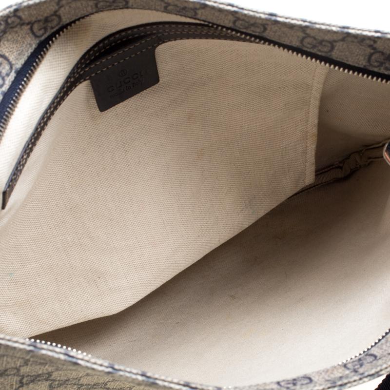 Gray Gucci Beige/Blue GG Supreme Canvas Messenger Bag