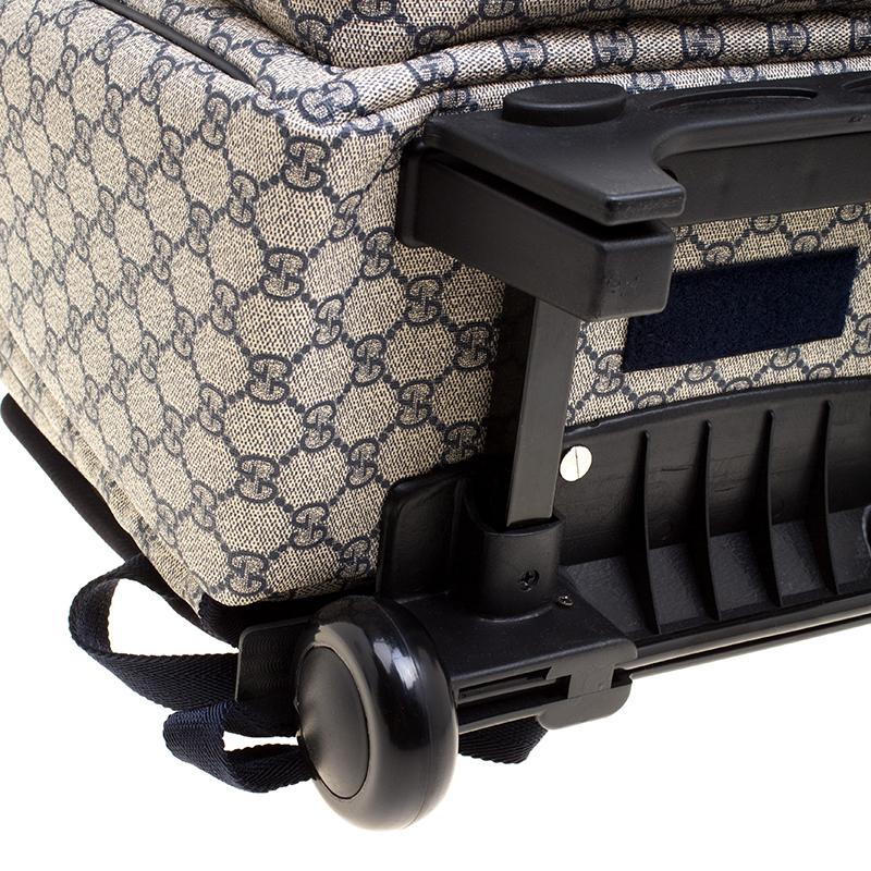 Gucci Beige/Blue GG Supreme Canvas Trolley Backpack Bag 4