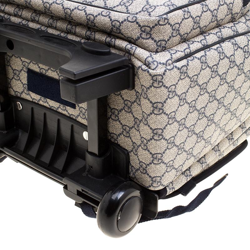 Gucci Beige/Blue GG Supreme Canvas Trolley Backpack Bag 5
