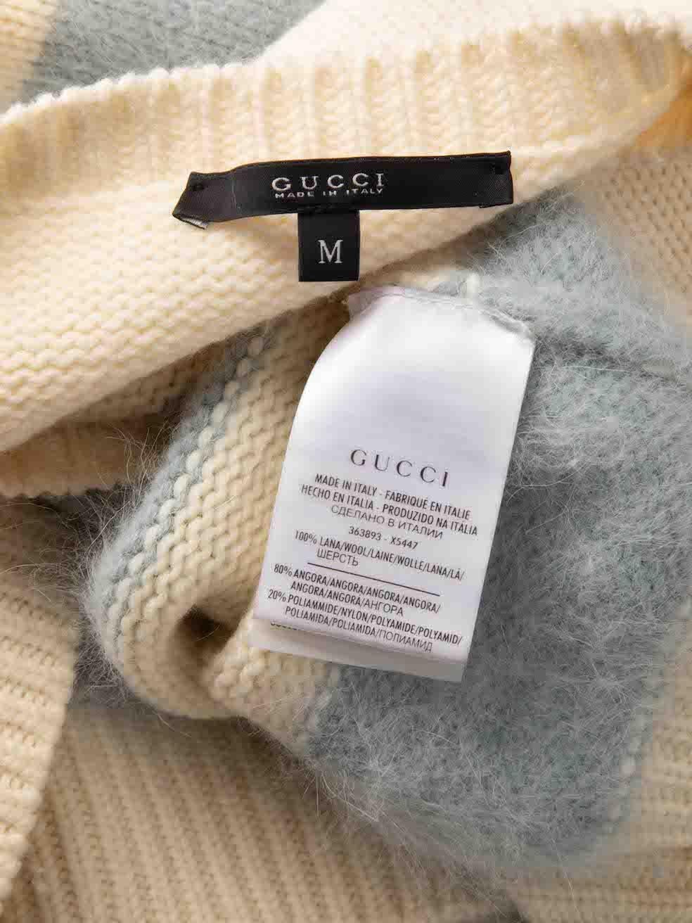 Gucci Beige & Blue Wool Striped Knit Jumper Size M For Sale 2