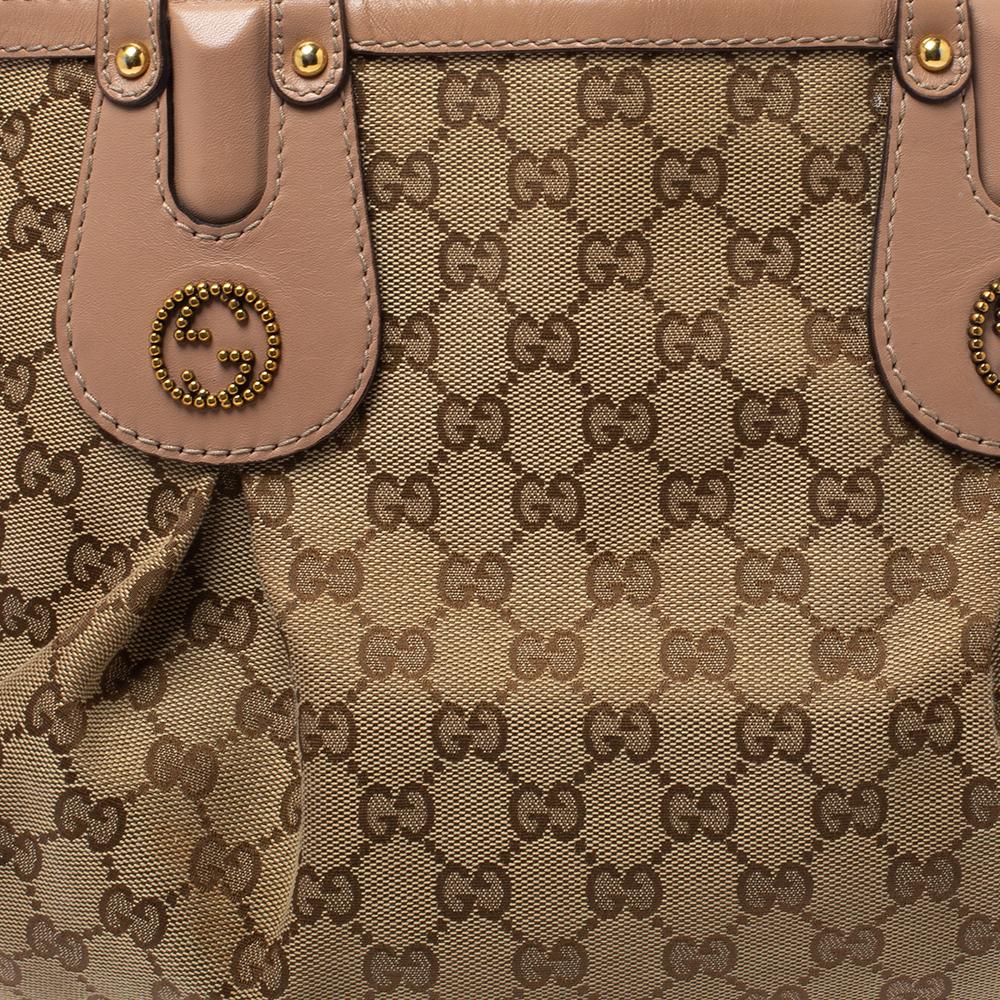 Gucci Beige/Blush Pink GG Canvas and Leather Small Interlocking G Scarlett Tote 2