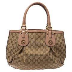Gucci Beige/Blush Pink GG Canvas and Leather Small Interlocking G Scarlett Tote