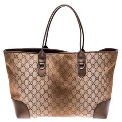 Gucci Beige/Bronze GG Canvas and Leather Medium Embellished Heart Bit Tote