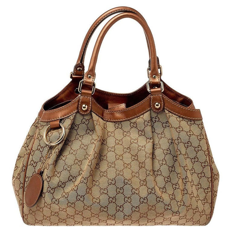 Gucci Brown Multi Canvas & Leather 8-23 Handbags